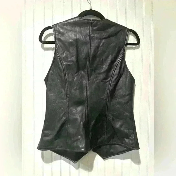 Sienna Studios Y2K leather zip front pocket vest sz. Med. bikercore goth punk - Picture 3 of 6